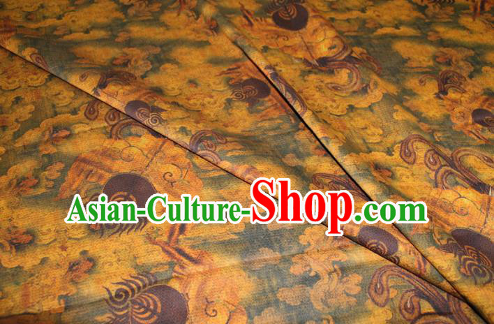 Chinese Traditional Ginger Gambiered Guangdong Gauze Cheongsam Yellow Satin Fabric Classical Pattern Silk Drapery Chinese Traditional Ginger Gambiered Guangdong Gauze Cheongsam Yellow Satin Fabric Classical Pattern Silk Drapery
