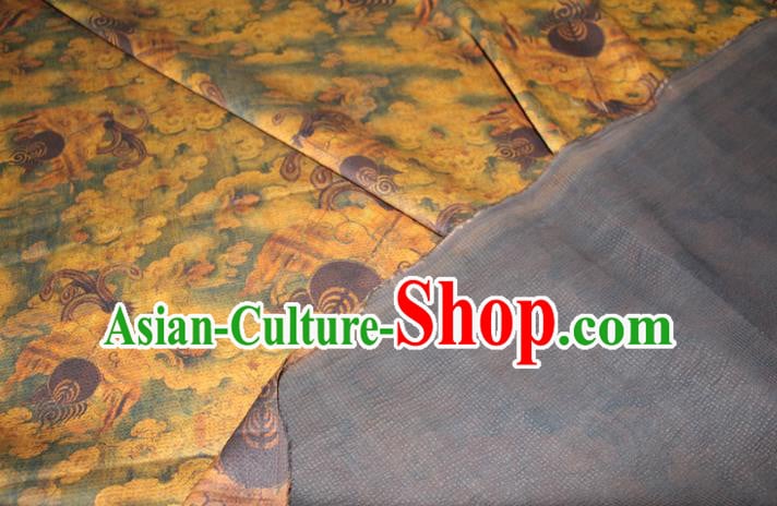 Chinese Traditional Ginger Gambiered Guangdong Gauze Cheongsam Yellow Satin Fabric Classical Pattern Silk Drapery Chinese Traditional Ginger Gambiered Guangdong Gauze Cheongsam Yellow Satin Fabric Classical Pattern Silk Drapery