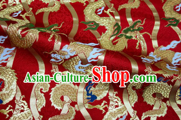 Asian Japanese Nishijin Tapestry Satin Kimono Cloth Fabric Traditional Dragon Pattern Design Red Brocade Asian Japanese Nishijin Tapestry Satin Kimono Cloth Fabric Traditional Dragon Pattern Design Red Brocade