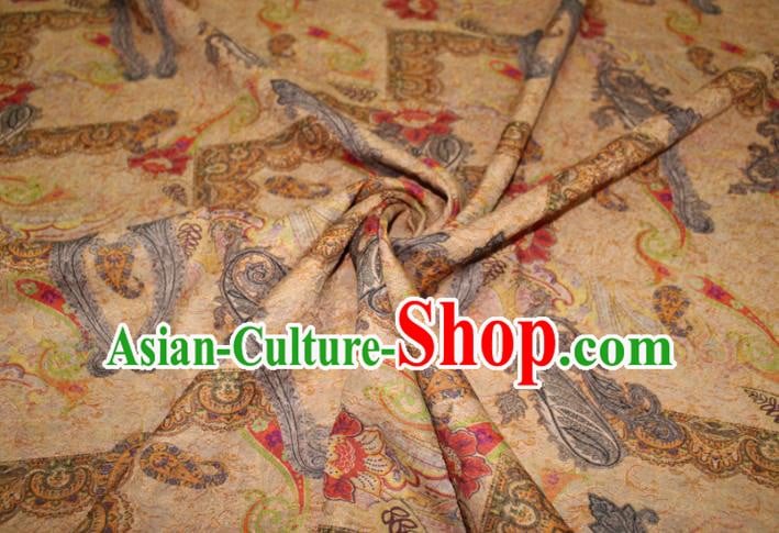Chinese Cheongsam Yellow Satin Fabric Traditional Gambiered Guangdong Gauze Classical Royal Pattern Silk Drapery Chinese Cheongsam Yellow Satin Fabric Traditional Gambiered Guangdong Gauze Classical Royal Pattern Silk Drapery