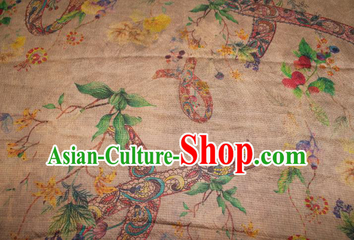 Chinese Traditional Ginger Gambiered Guangdong Gauze Cheongsam Satin Fabric Classical Ribbon Pattern Silk Drapery Chinese Traditional Ginger Gambiered Guangdong Gauze Cheongsam Satin Fabric Classical Ribbon Pattern Silk Drapery