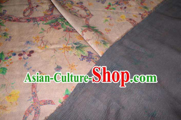 Chinese Traditional Ginger Gambiered Guangdong Gauze Cheongsam Satin Fabric Classical Ribbon Pattern Silk Drapery Chinese Traditional Ginger Gambiered Guangdong Gauze Cheongsam Satin Fabric Classical Ribbon Pattern Silk Drapery