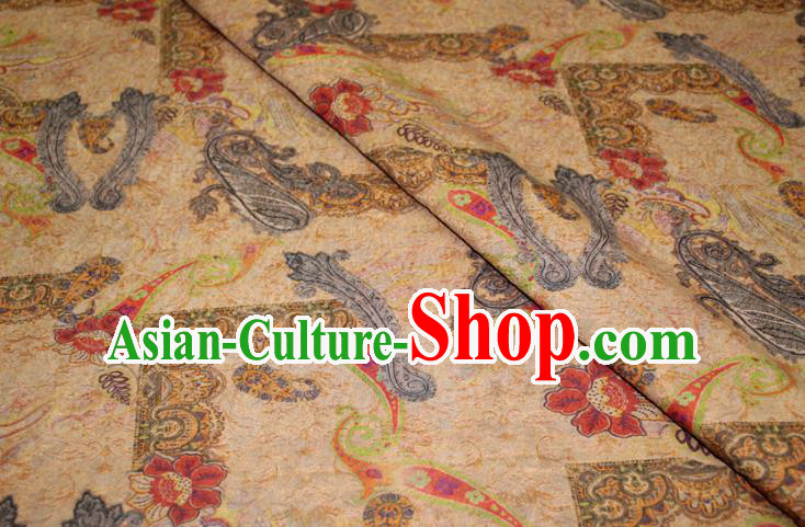Chinese Cheongsam Yellow Satin Fabric Traditional Gambiered Guangdong Gauze Classical Royal Pattern Silk Drapery Chinese Cheongsam Yellow Satin Fabric Traditional Gambiered Guangdong Gauze Classical Royal Pattern Silk Drapery