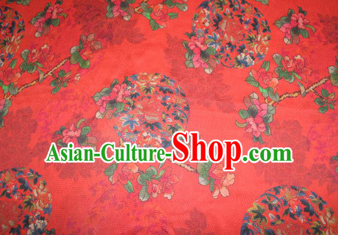 Chinese Traditional Red Gambiered Guangdong Gauze Cheongsam Satin Fabric Classical Flowers Pattern Silk Drapery Chinese Traditional Red Gambiered Guangdong Gauze Cheongsam Satin Fabric Classical Flowers Pattern Silk Drapery