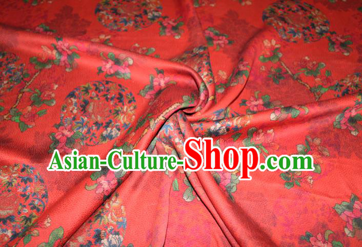 Chinese Traditional Red Gambiered Guangdong Gauze Cheongsam Satin Fabric Classical Flowers Pattern Silk Drapery Chinese Traditional Red Gambiered Guangdong Gauze Cheongsam Satin Fabric Classical Flowers Pattern Silk Drapery