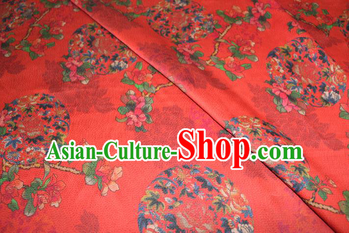 Chinese Traditional Red Gambiered Guangdong Gauze Cheongsam Satin Fabric Classical Flowers Pattern Silk Drapery Chinese Traditional Red Gambiered Guangdong Gauze Cheongsam Satin Fabric Classical Flowers Pattern Silk Drapery