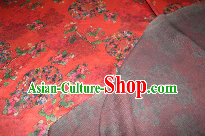 Chinese Traditional Red Gambiered Guangdong Gauze Cheongsam Satin Fabric Classical Flowers Pattern Silk Drapery Chinese Traditional Red Gambiered Guangdong Gauze Cheongsam Satin Fabric Classical Flowers Pattern Silk Drapery