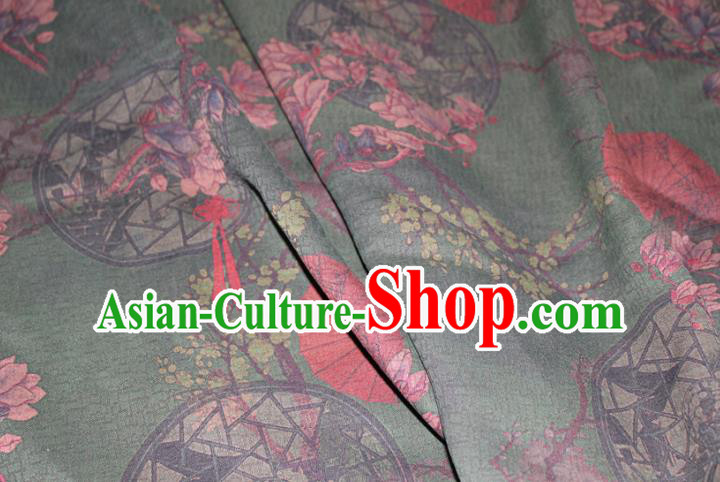 Chinese Cheongsam Green Satin Fabric Traditional Gambiered Guangdong Gauze Classical Mangnolia Pattern Silk Drapery Chinese Cheongsam Green Satin Fabric Traditional Gambiered Guangdong Gauze Classical Mangnolia Pattern Silk Drapery