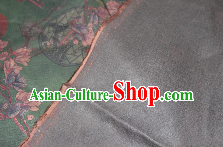 Chinese Cheongsam Green Satin Fabric Traditional Gambiered Guangdong Gauze Classical Mangnolia Pattern Silk Drapery Chinese Cheongsam Green Satin Fabric Traditional Gambiered Guangdong Gauze Classical Mangnolia Pattern Silk Drapery