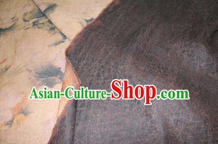 Chinese Cheongsam Beige Satin Fabric Traditional Gambiered Guangdong Gauze Classical Lotus Pattern Silk Drapery Chinese Cheongsam Beige Satin Fabric Traditional Gambiered Guangdong Gauze Classical Lotus Pattern Silk Drapery