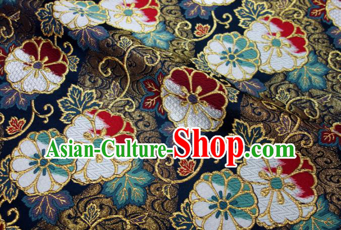 Asian Traditional Sakura Pattern Design Brocade Kimono Cloth Fabric Japanese Navy Nishijin Tapestry Satin Asian Traditional Sakura Pattern Design Brocade Kimono Cloth Fabric Japanese Navy Nishijin Tapestry Satin