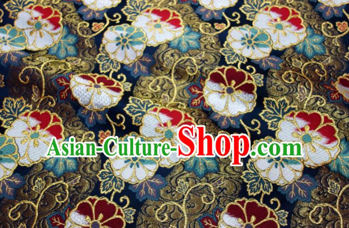 Asian Traditional Sakura Pattern Design Brocade Kimono Cloth Fabric Japanese Navy Nishijin Tapestry Satin Asian Traditional Sakura Pattern Design Brocade Kimono Cloth Fabric Japanese Navy Nishijin Tapestry Satin