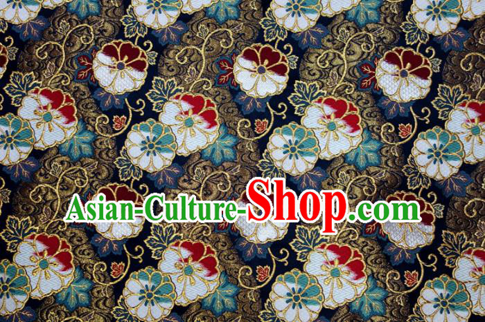 Asian Traditional Sakura Pattern Design Brocade Kimono Cloth Fabric Japanese Navy Nishijin Tapestry Satin Asian Traditional Sakura Pattern Design Brocade Kimono Cloth Fabric Japanese Navy Nishijin Tapestry Satin