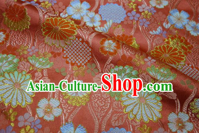 Asian Traditional Chrysanthemum Pattern Design Brocade Japanese Red Nishijin Tapestry Satin Kimono Cloth Fabric Asian Traditional Chrysanthemum Pattern Design Brocade Japanese Red Nishijin Tapestry Satin Kimono Cloth Fabric