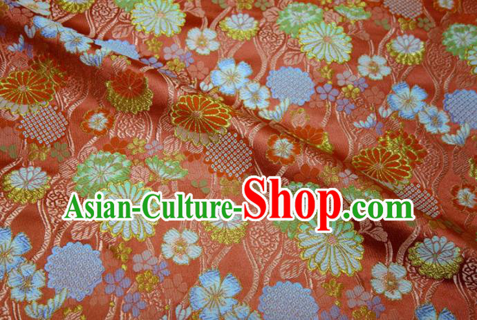 Asian Traditional Chrysanthemum Pattern Design Brocade Japanese Red Nishijin Tapestry Satin Kimono Cloth Fabric Asian Traditional Chrysanthemum Pattern Design Brocade Japanese Red Nishijin Tapestry Satin Kimono Cloth Fabric