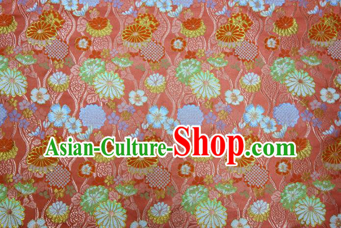 Asian Traditional Chrysanthemum Pattern Design Brocade Japanese Red Nishijin Tapestry Satin Kimono Cloth Fabric Asian Traditional Chrysanthemum Pattern Design Brocade Japanese Red Nishijin Tapestry Satin Kimono Cloth Fabric