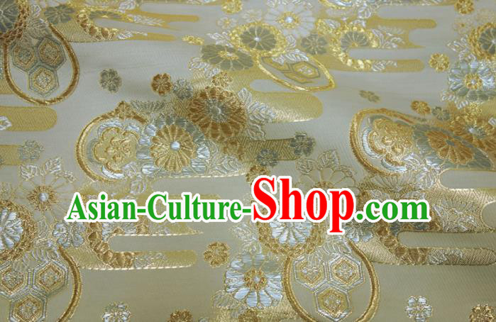 Asian Japanese Nishijin Tapestry Satin Kimono Cloth Fabric Traditional Chrysanthemum Pattern Design Golden Brocade Asian Japanese Nishijin Tapestry Satin Kimono Cloth Fabric Traditional Chrysanthemum Pattern Design Golden Brocade