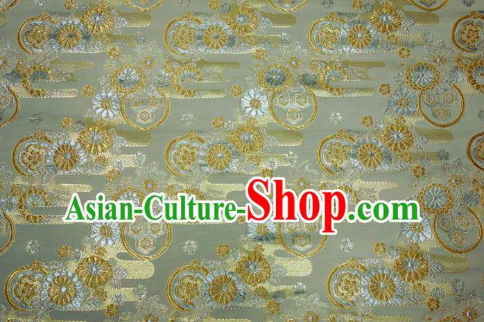 Asian Japanese Nishijin Tapestry Satin Kimono Cloth Fabric Traditional Chrysanthemum Pattern Design Golden Brocade Asian Japanese Nishijin Tapestry Satin Kimono Cloth Fabric Traditional Chrysanthemum Pattern Design Golden Brocade
