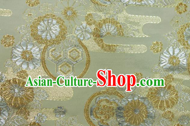Asian Japanese Nishijin Tapestry Satin Kimono Cloth Fabric Traditional Chrysanthemum Pattern Design Golden Brocade Asian Japanese Nishijin Tapestry Satin Kimono Cloth Fabric Traditional Chrysanthemum Pattern Design Golden Brocade