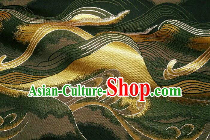 Asian Traditional Wave Pattern Design Brocade Japanese Kimono Nishijin Tapestry Satin Black Cloth Fabric Asian Traditional Wave Pattern Design Brocade Japanese Kimono Nishijin Tapestry Satin Black Cloth Fabric