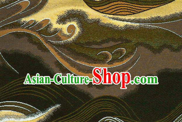 Asian Traditional Wave Pattern Design Brocade Japanese Kimono Nishijin Tapestry Satin Black Cloth Fabric Asian Traditional Wave Pattern Design Brocade Japanese Kimono Nishijin Tapestry Satin Black Cloth Fabric