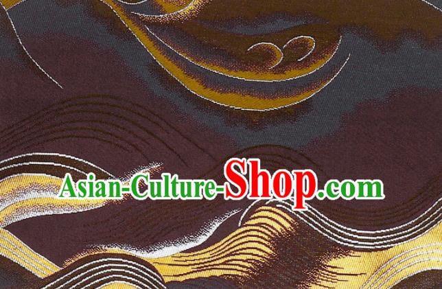 Asian Purple Cloth Fabric Traditional Wave Pattern Design Brocade Japanese Kimono Nishijin Tapestry Satin Asian Purple Cloth Fabric Traditional Wave Pattern Design Brocade Japanese Kimono Nishijin Tapestry Satin