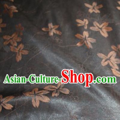 Chinese Classical Clover Pattern Silk Drapery Traditional Cheongsam Gambiered Guangdong Gauze Black Silk Fabric