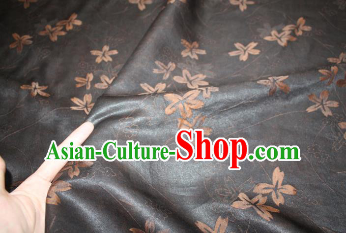 Chinese Classical Clover Pattern Silk Drapery Traditional Cheongsam Gambiered Guangdong Gauze Black Silk Fabric