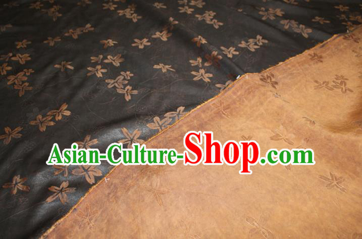 Chinese Classical Clover Pattern Silk Drapery Traditional Cheongsam Gambiered Guangdong Gauze Black Silk Fabric
