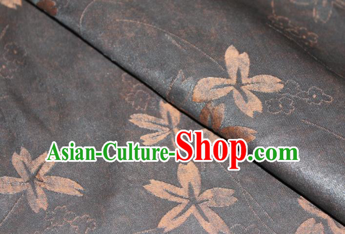 Chinese Classical Clover Pattern Silk Drapery Traditional Cheongsam Gambiered Guangdong Gauze Black Silk Fabric