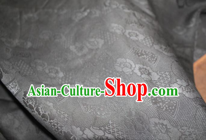 Chinese Black Silk Fabric Classical Flowers Pattern Silk Drapery Traditional Cheongsam Gambiered Guangdong Gauze Chinese Black Silk Fabric Classical Flowers Pattern Silk Drapery Traditional Cheongsam Gambiered Guangdong Gauze
