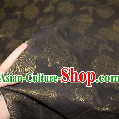Chinese Classical Gilding Rose Pattern Silk Drapery Black Silk Fabric Traditional Cheongsam Gambiered Guangdong Gauze