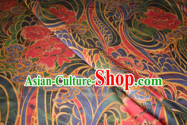 Chinese Traditional Satin Fabric Cheongsam Gambiered Guangdong Gauze Classical Flowers Pattern Green Silk Drapery Chinese Traditional Satin Fabric Cheongsam Gambiered Guangdong Gauze Classical Flowers Pattern Green Silk Drapery