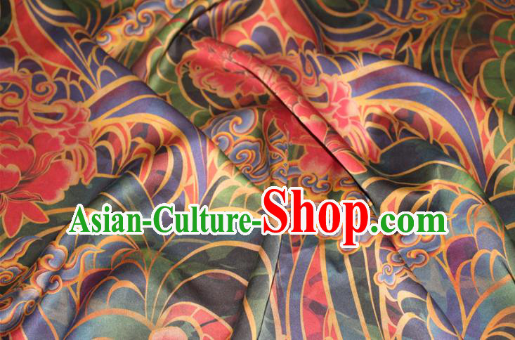 Chinese Traditional Satin Fabric Cheongsam Gambiered Guangdong Gauze Classical Flowers Pattern Green Silk Drapery Chinese Traditional Satin Fabric Cheongsam Gambiered Guangdong Gauze Classical Flowers Pattern Green Silk Drapery
