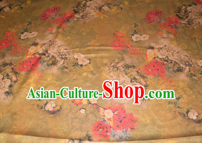 Chinese Traditional Fabric Cheongsam Ginger Gambiered Guangdong Gauze Classical Peony Pattern Silk Drapery Chinese Traditional Fabric Cheongsam Ginger Gambiered Guangdong Gauze Classical Peony Pattern Silk Drapery