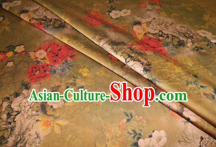 Chinese Traditional Fabric Cheongsam Ginger Gambiered Guangdong Gauze Classical Peony Pattern Silk Drapery Chinese Traditional Fabric Cheongsam Ginger Gambiered Guangdong Gauze Classical Peony Pattern Silk Drapery