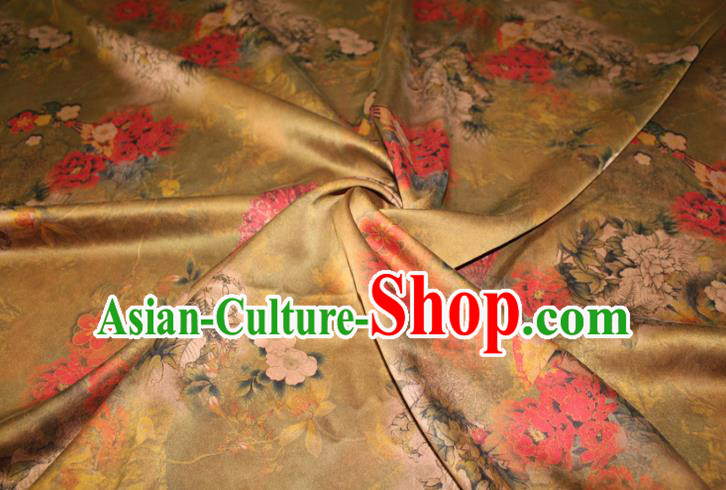Chinese Traditional Fabric Cheongsam Ginger Gambiered Guangdong Gauze Classical Peony Pattern Silk Drapery Chinese Traditional Fabric Cheongsam Ginger Gambiered Guangdong Gauze Classical Peony Pattern Silk Drapery