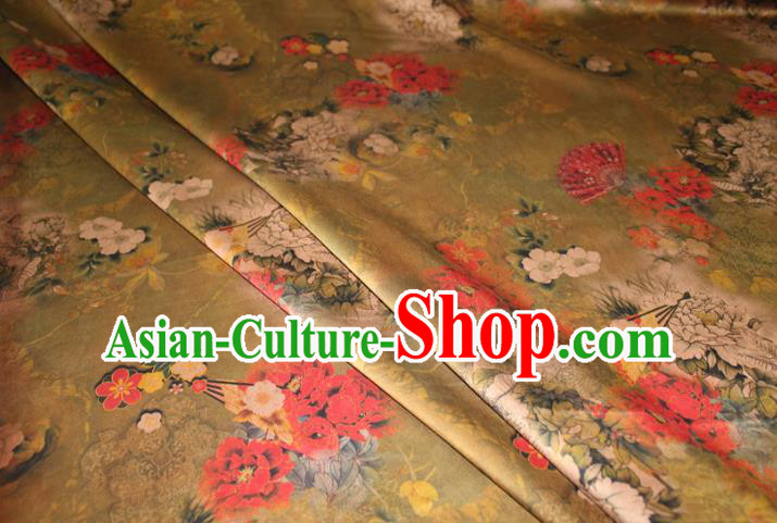 Chinese Traditional Fabric Cheongsam Ginger Gambiered Guangdong Gauze Classical Peony Pattern Silk Drapery Chinese Traditional Fabric Cheongsam Ginger Gambiered Guangdong Gauze Classical Peony Pattern Silk Drapery