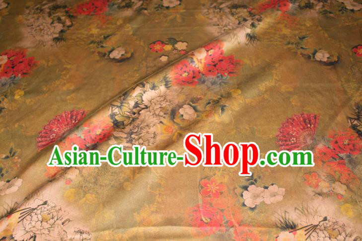 Chinese Traditional Fabric Cheongsam Ginger Gambiered Guangdong Gauze Classical Peony Pattern Silk Drapery Chinese Traditional Fabric Cheongsam Ginger Gambiered Guangdong Gauze Classical Peony Pattern Silk Drapery