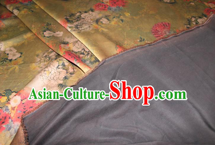Chinese Traditional Fabric Cheongsam Ginger Gambiered Guangdong Gauze Classical Peony Pattern Silk Drapery Chinese Traditional Fabric Cheongsam Ginger Gambiered Guangdong Gauze Classical Peony Pattern Silk Drapery