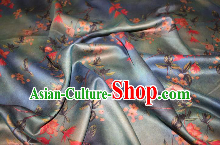 Chinese Cheongsam Classical Flowers Pattern Silk Drapery Traditional Fabric Blue Gambiered Guangdong Gauze Chinese Cheongsam Classical Flowers Pattern Silk Drapery Traditional Fabric Blue Gambiered Guangdong Gauze
