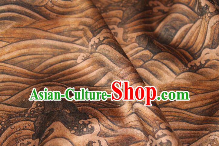 Chinese Classical Wave Pattern Silk Drapery Traditional Cheongsam Fabric Ginger Gambiered Guangdong Gauze Chinese Classical Wave Pattern Silk Drapery Traditional Cheongsam Fabric Ginger Gambiered Guangdong Gauze