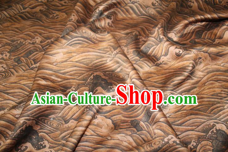 Chinese Classical Wave Pattern Silk Drapery Traditional Cheongsam Fabric Ginger Gambiered Guangdong Gauze Chinese Classical Wave Pattern Silk Drapery Traditional Cheongsam Fabric Ginger Gambiered Guangdong Gauze