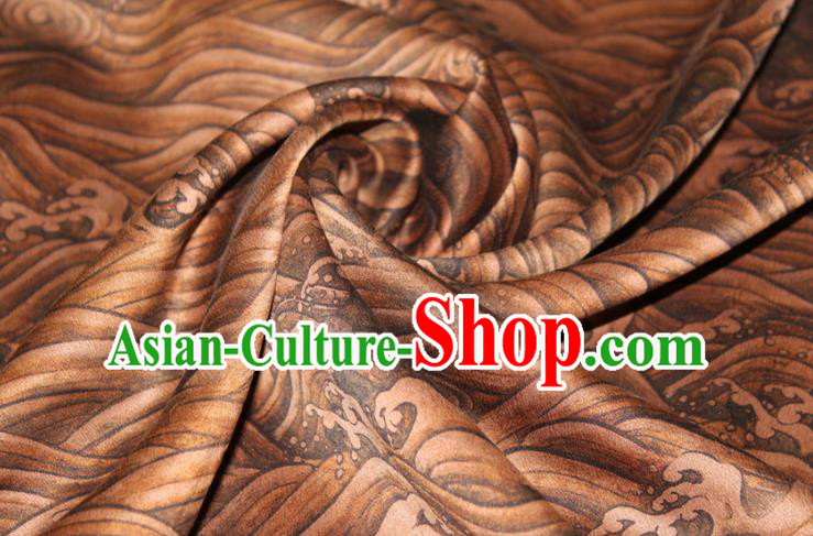 Chinese Classical Wave Pattern Silk Drapery Traditional Cheongsam Fabric Ginger Gambiered Guangdong Gauze Chinese Classical Wave Pattern Silk Drapery Traditional Cheongsam Fabric Ginger Gambiered Guangdong Gauze