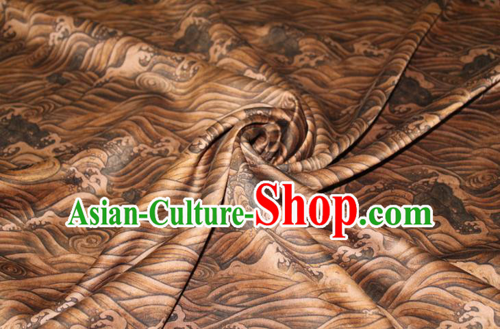 Chinese Classical Wave Pattern Silk Drapery Traditional Cheongsam Fabric Ginger Gambiered Guangdong Gauze Chinese Classical Wave Pattern Silk Drapery Traditional Cheongsam Fabric Ginger Gambiered Guangdong Gauze