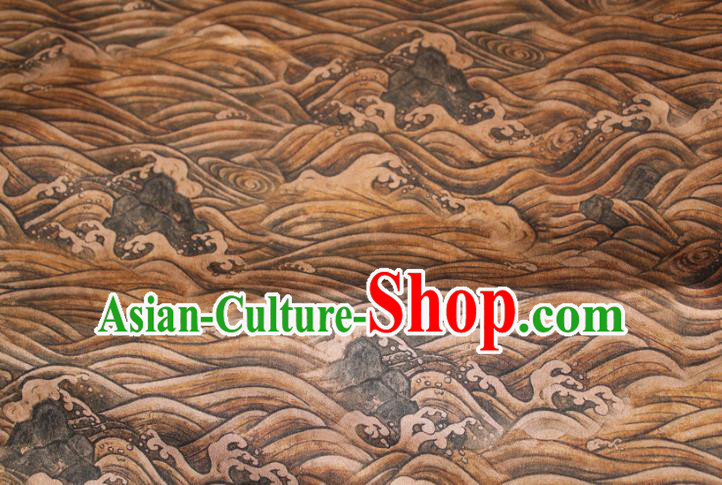 Chinese Classical Wave Pattern Silk Drapery Traditional Cheongsam Fabric Ginger Gambiered Guangdong Gauze Chinese Classical Wave Pattern Silk Drapery Traditional Cheongsam Fabric Ginger Gambiered Guangdong Gauze