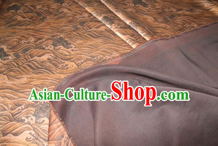 Chinese Classical Wave Pattern Silk Drapery Traditional Cheongsam Fabric Ginger Gambiered Guangdong Gauze Chinese Classical Wave Pattern Silk Drapery Traditional Cheongsam Fabric Ginger Gambiered Guangdong Gauze