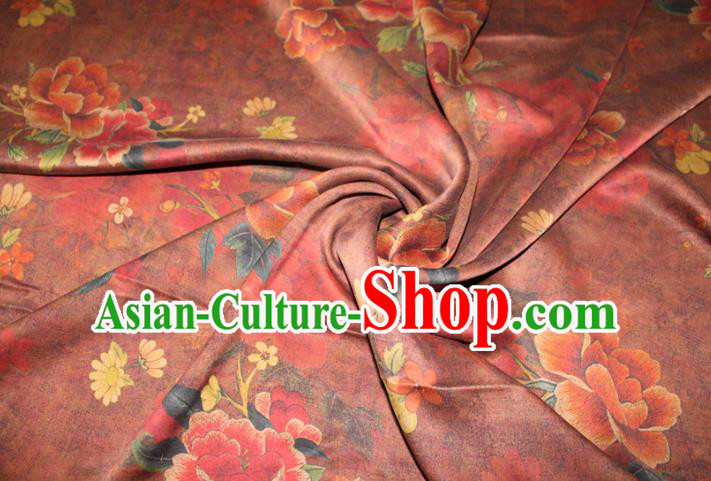 Chinese Traditional Cheongsam Red Gambiered Guangdong Gauze Fabric Classical Peony Pattern Silk Drapery Chinese Traditional Cheongsam Red Gambiered Guangdong Gauze Fabric Classical Peony Pattern Silk Drapery