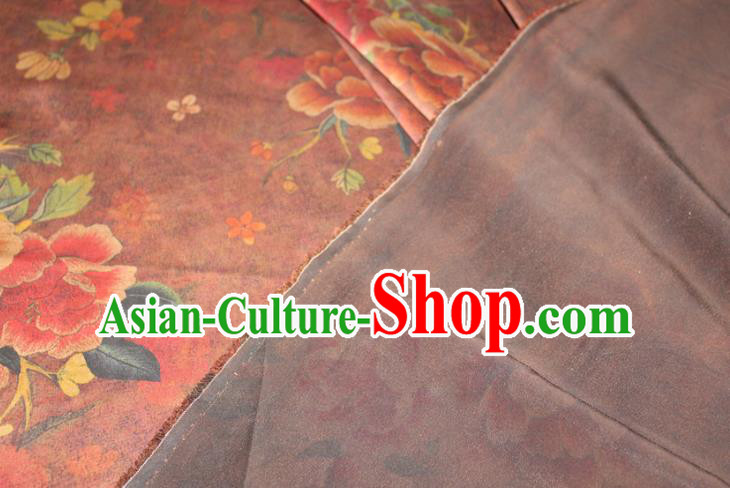 Chinese Traditional Cheongsam Red Gambiered Guangdong Gauze Fabric Classical Peony Pattern Silk Drapery Chinese Traditional Cheongsam Red Gambiered Guangdong Gauze Fabric Classical Peony Pattern Silk Drapery