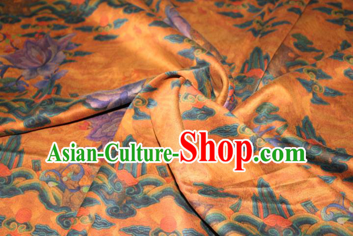 Chinese Traditional Cheongsam Gambiered Guangdong Gauze Fabric Classical Flowers Pattern Orange Silk Drapery Chinese Traditional Cheongsam Gambiered Guangdong Gauze Fabric Classical Flowers Pattern Orange Silk Drapery